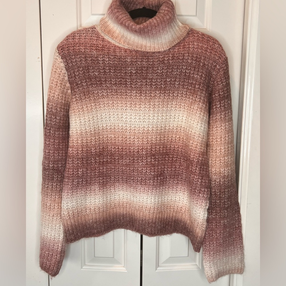 a. peach turtleneck sweater size M